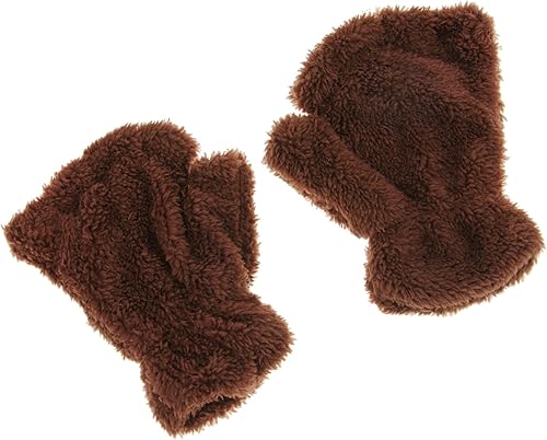 Miniatura 28 de FakeFace Lindos guantes de felpa de piel sintética sin dedos para niñas y mujeres Negro