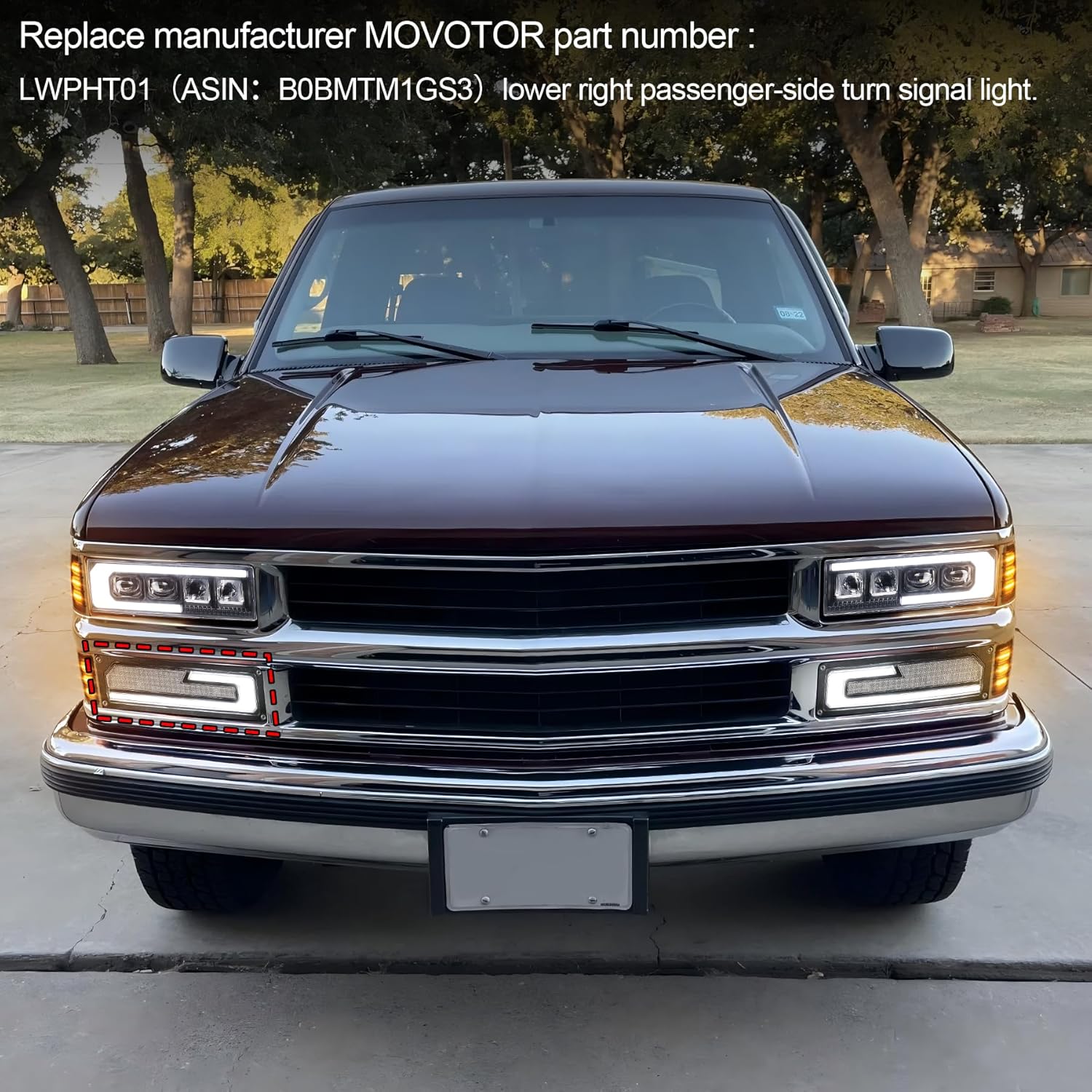 LED Amber Turn Signal Lights with Resistors Multi-Orientation Mounting Right Passenger Side Compatible with 1988-1998 Chevy GMC C/K1500 C/K2500 C/K3500 Suburban Tahoe Yukon