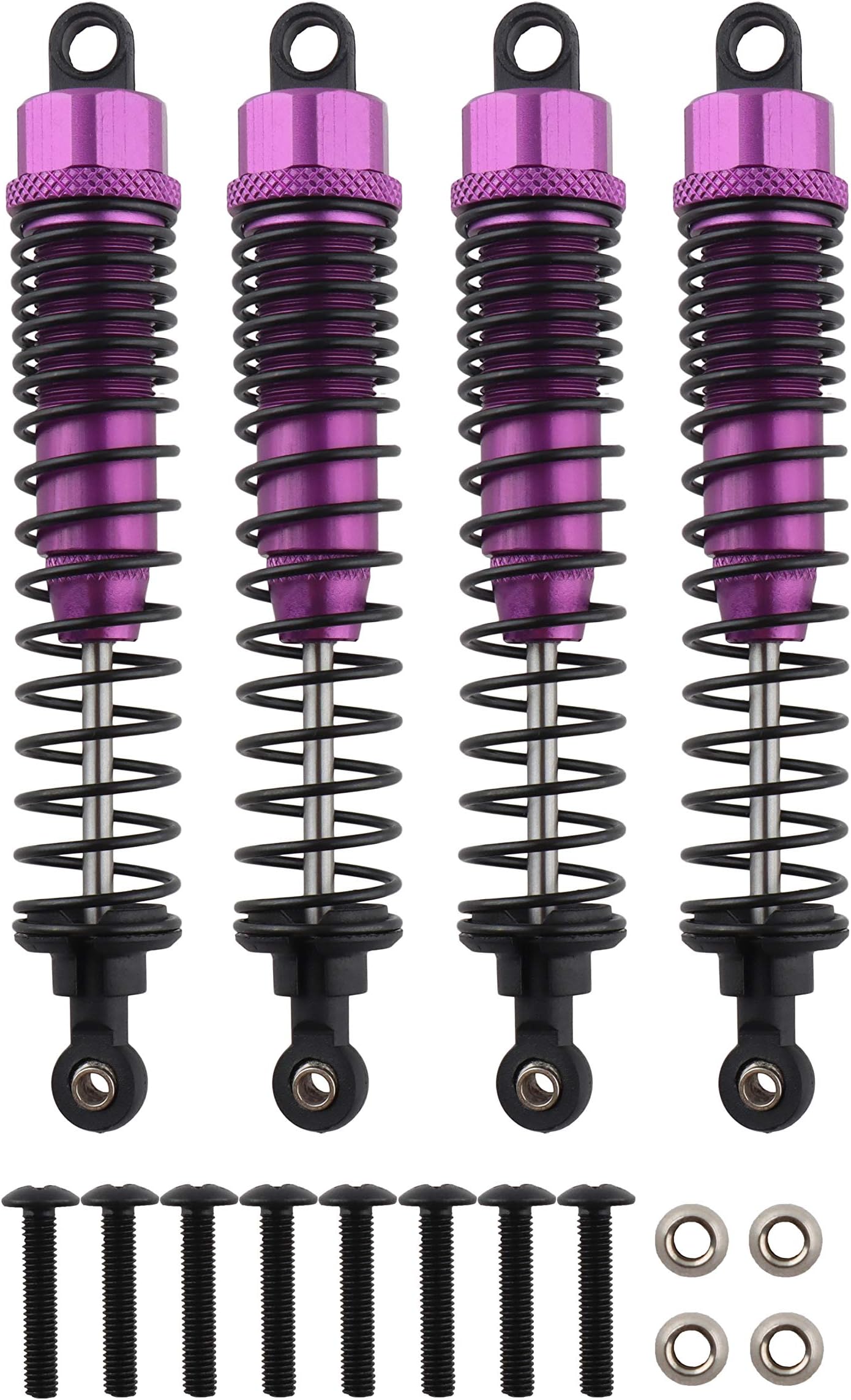 Front Rear RC Shock Absorber, 4-Pack Shock Absorber Damper 108004 108mm Adjustable Alloy Aluminum Shock for 1:10 HSP, Redcat Volcano EXP/Pro Volcano S30 Truck Upgraded Hop-up Parts
