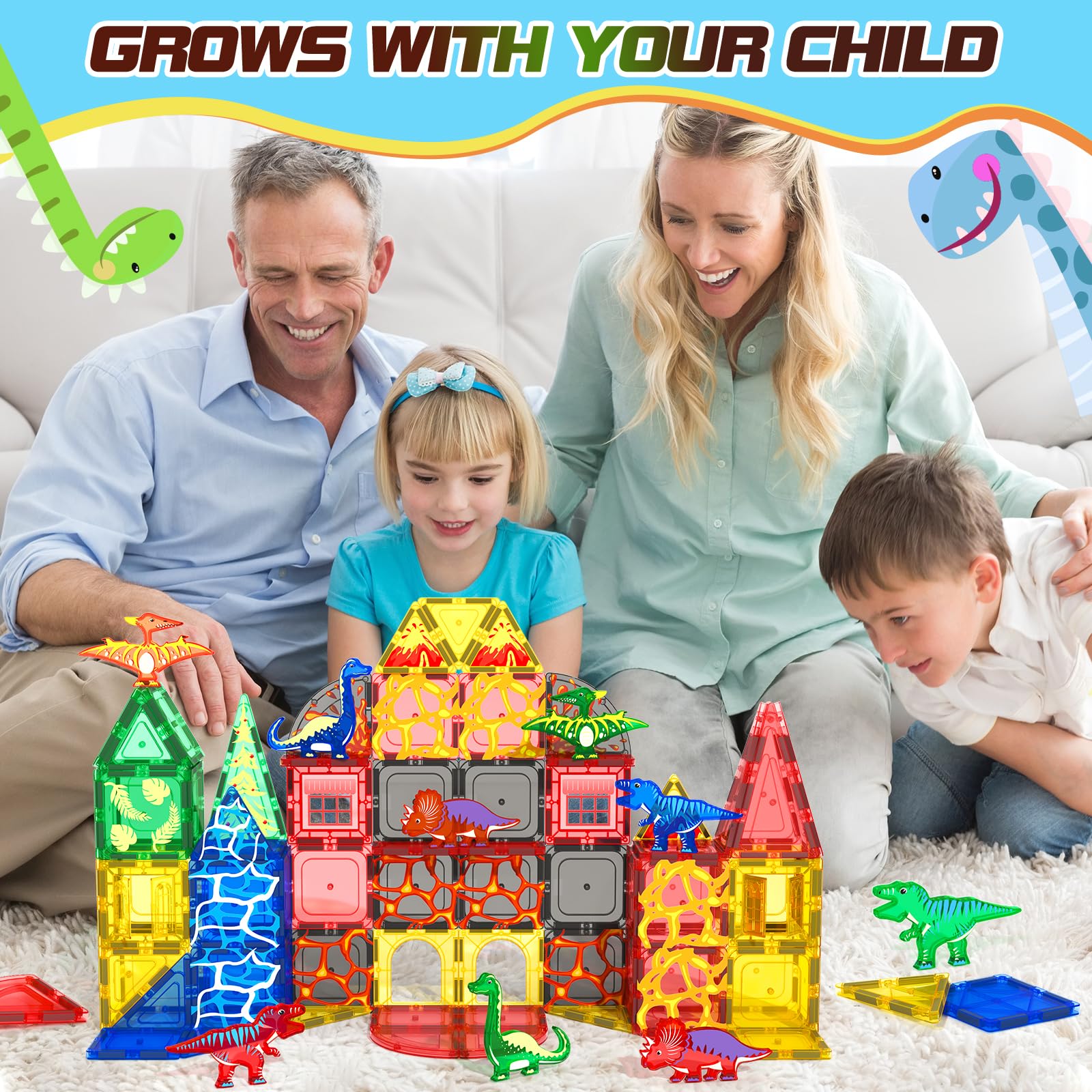 Coodoo Dinosaur Magnetic Tiles - 102 Piece Set -7