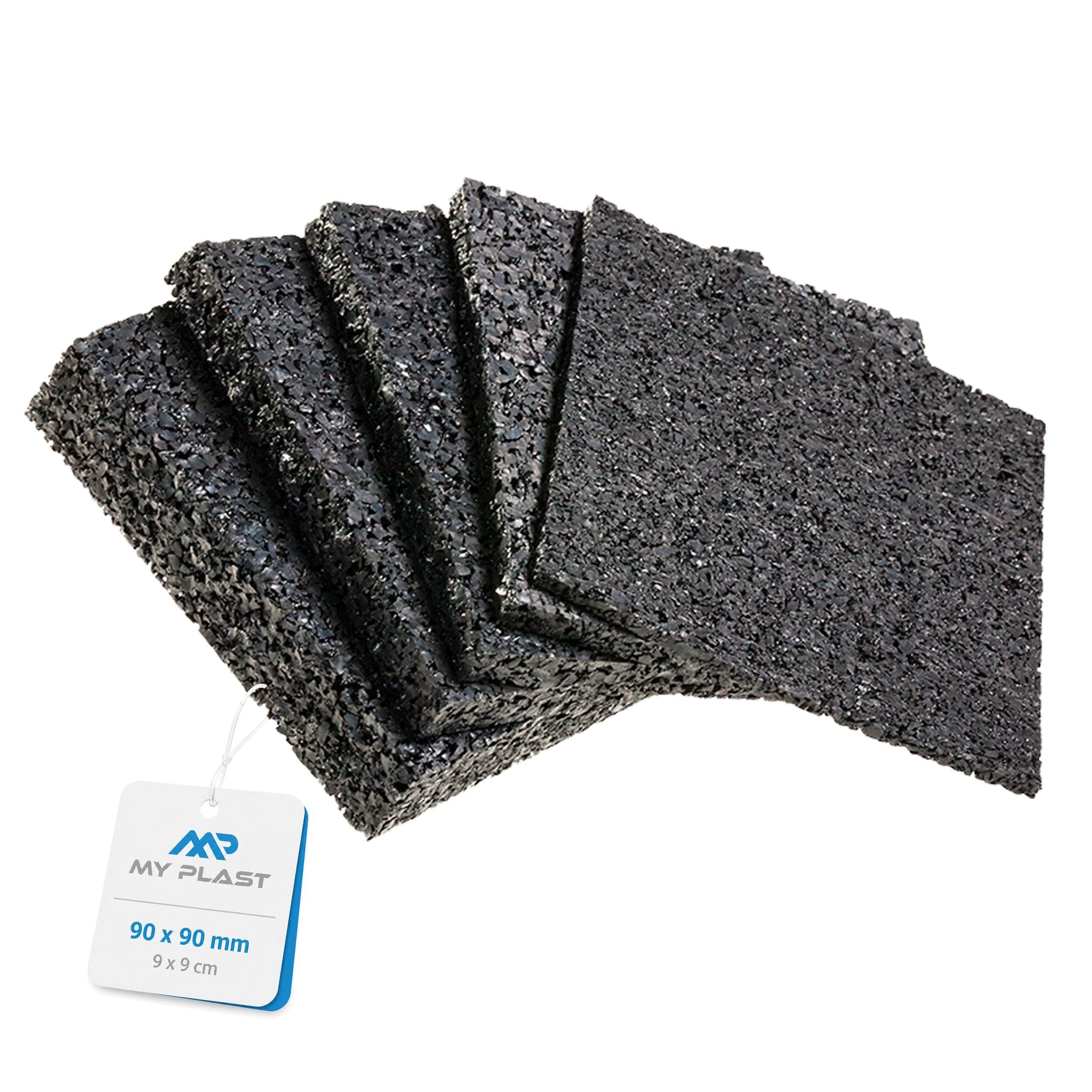 My Plast I 90 x 90 x 10 mm - 100 pièces I Dalle amortissante pour terrasses - dalle caoutchouc résistante à l'eau pour le bois de la terrasse, cale terrasse protection de construction résilient