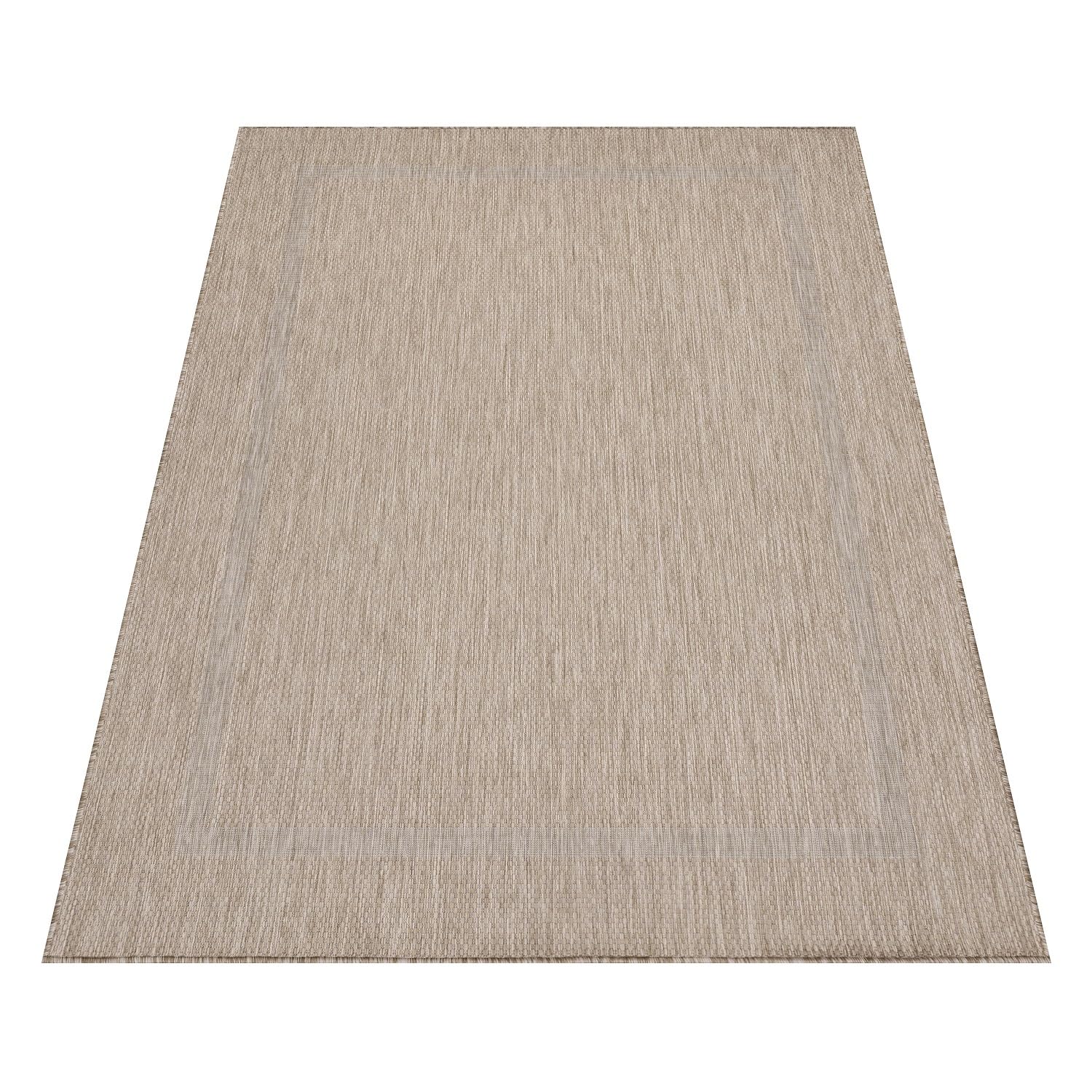 Teppium Tapis d'extérieur résistant aux intempéries, 120 x 170 cm, beige, aspect sisal – Tapis de cuisine lavable, antidérapant, imperméable, bordure, facile d'entretien – Idéal pour balcon, terrasse