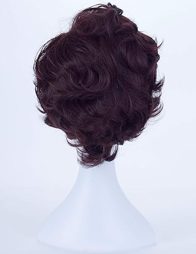 Miniatura 3 de Angelaicos Peluca corta y rizada para hombre, color marrón, negro, disfraz de Halloween, cosplay, fiesta, pelucas esponjosas (marrón)
