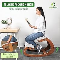 Vista 6 de Silla ergonómica, asiento ajustable, silla de oficina para escritorio, corrector de postura, cojín cómodo de alta calidad, mecedora de madera (nuez)