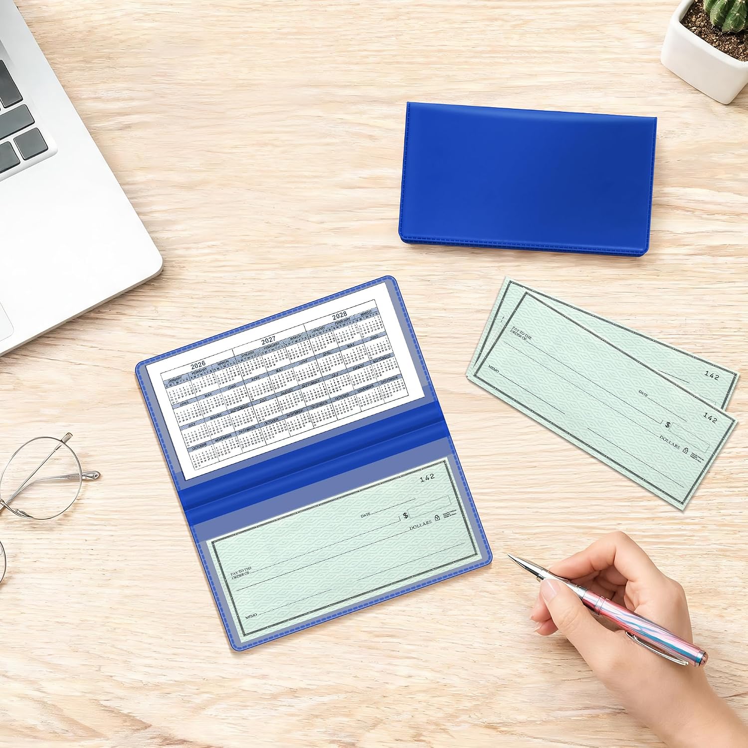 Mayski 2 Pack Top Tear Checkbook Covers | Check Book Holder for Women and Men