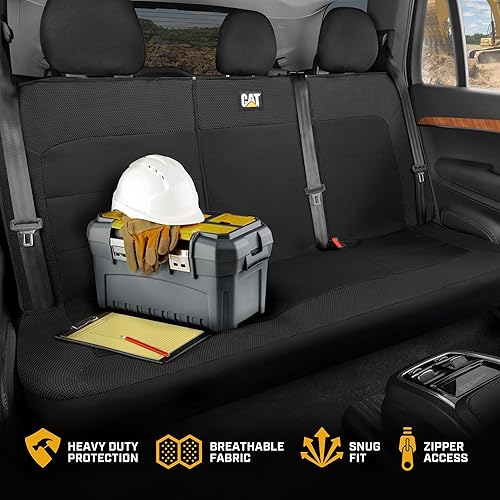 Miniatura 76 de CAT Flexfit Funda de asiento trasero negra para automóvil, SUV y camión - Material de lona duradero Fundas de asiento trasero de coche 60/40 Negro