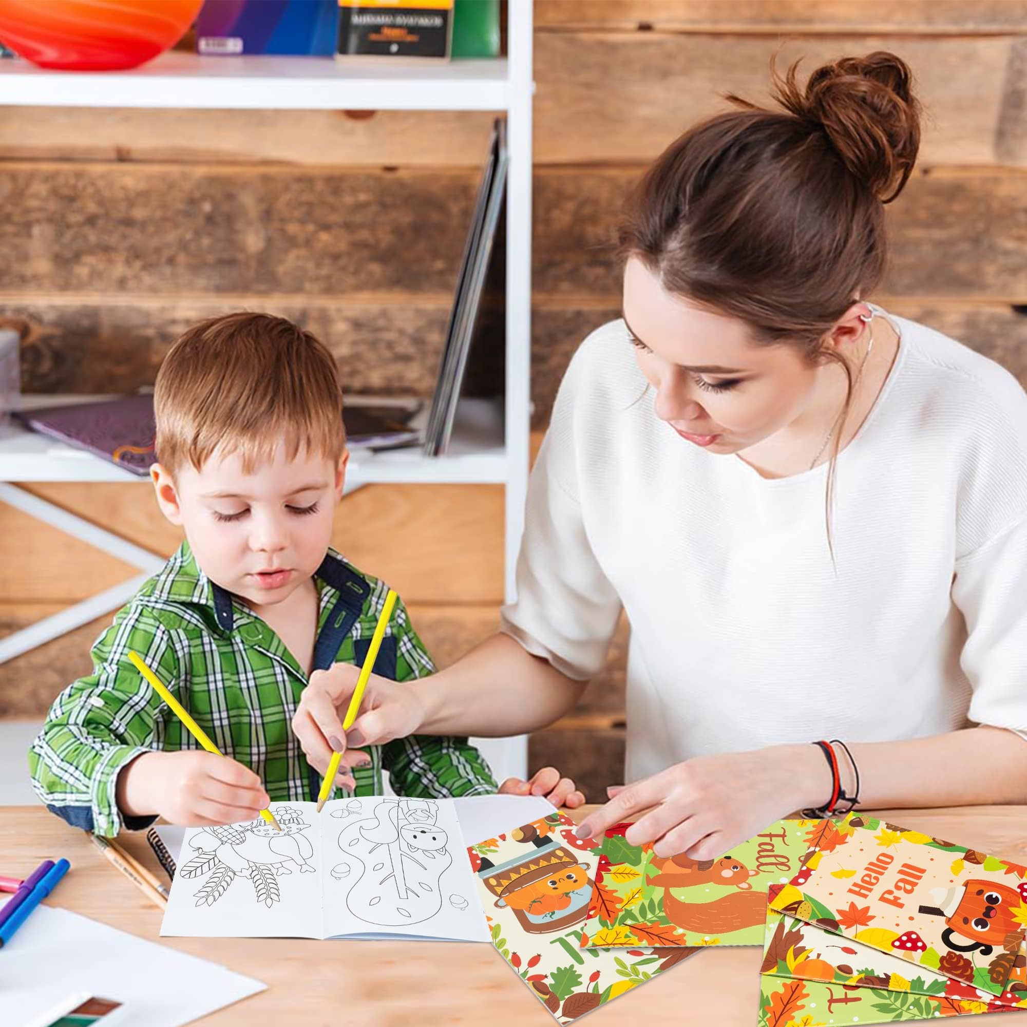 72 libri da colorare autunnali per bambini all'ingrosso autunno mini libretto da colorare fai da te libro da disegno artistico con zucca scoiattolo per i più piccoli Halloween Ringraziamento