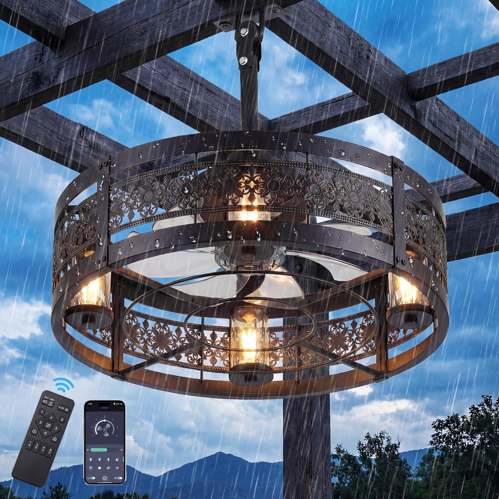 Photo 1 of Virelite 20" Black Outdoor Ceiling Fan