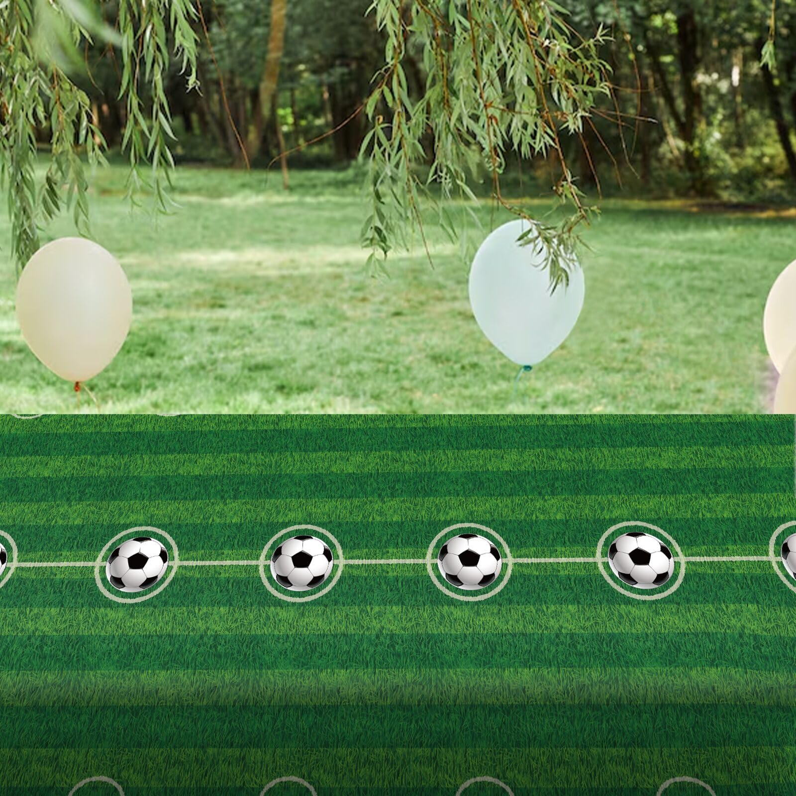 BFB Football Party Table Covers 54 x 108in Disposable Tablecloths Pack of 2, 137 x 274cm, Green, 274 cm x 137 cm - Image 4