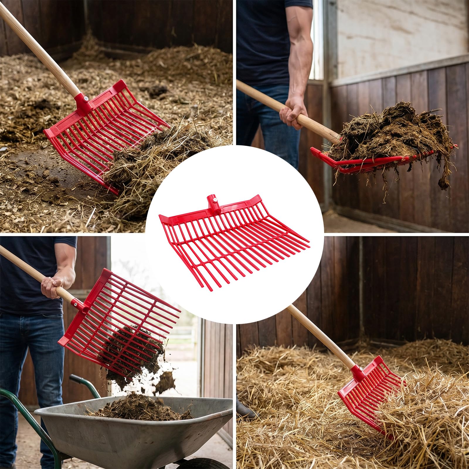 18 denti angolati fieni piazzole forcella costruzione forte plastica letame cavallo rastrelli per letame per cavalli a lungo termine plastica durevole rastrelli per letame cavallo