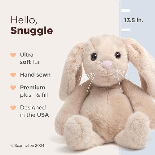 Miniatura 2 de Bearington Snuggle Bunny - Conejo de peluche color bronceado, 13.5 pulgadas