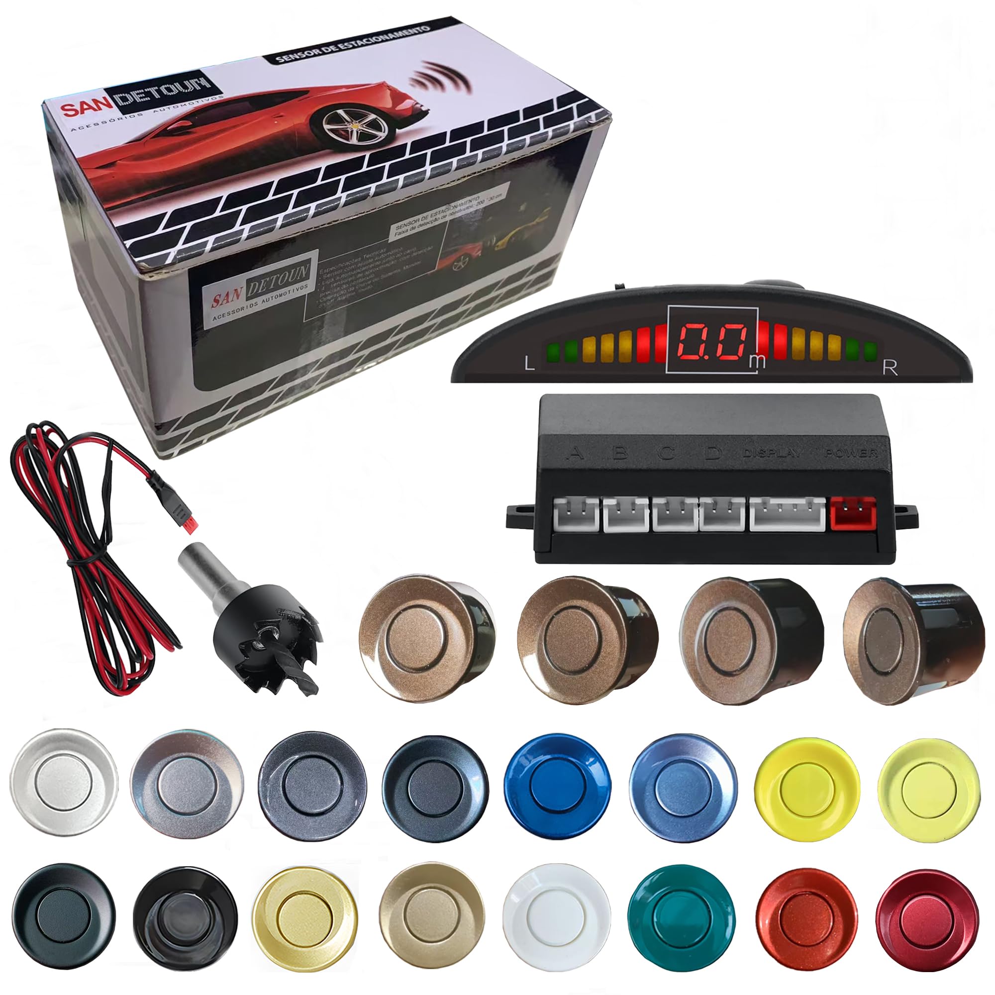 Parking Sensor Kit Backup Sensor Kit Reverse Sensor for Car 20 Color Options for Probes Adjustable Alarm Volume Professional Sensore de Reversa para Carro Safe Driving Assistant(Brown)
