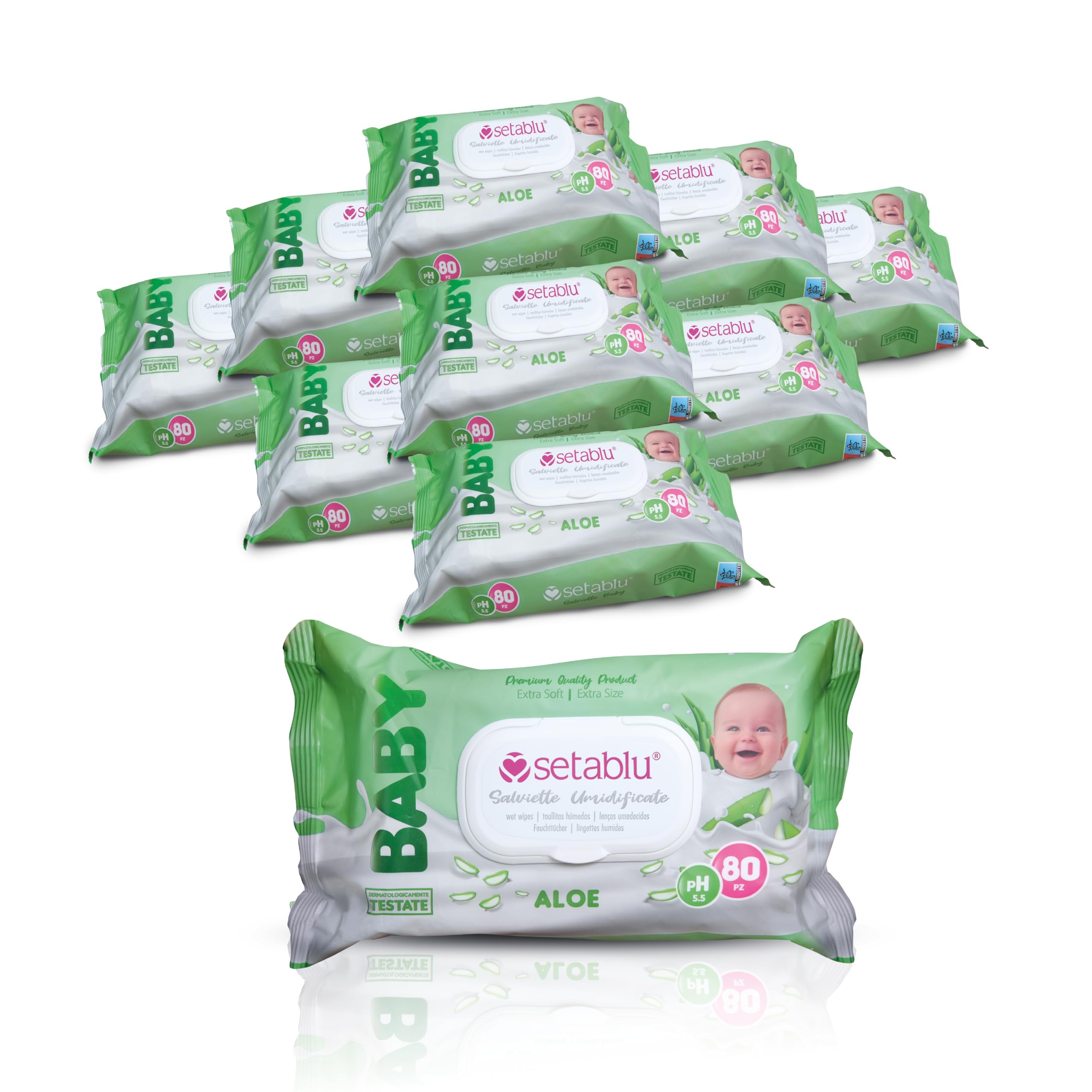 DETERMONDO 880 Salviette Neonato Igienizzanti Umidificate all'Aloe Senza Alcool, 11x80 Confezioni