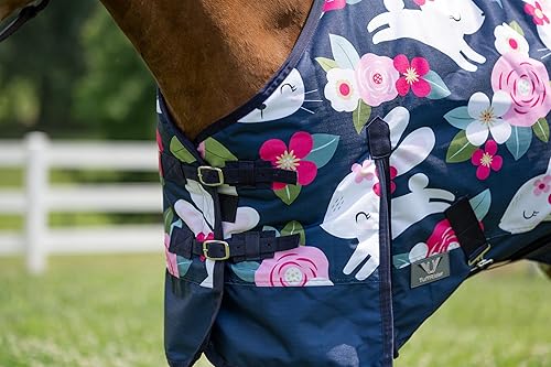 Miniatura 4 de Tuffrider Cuello estándar 1200D Pony Turnout Manta Peso Medio 200 GMS Impresión de dos tonos - Conejo y Royal