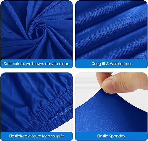 Miniatura 9 de Wokceer Soportes de pedestal de cilindro blanco para fiesta, 3 piezas y fundas de soporte de cilindro de elastano azul real, paquete de 35.4