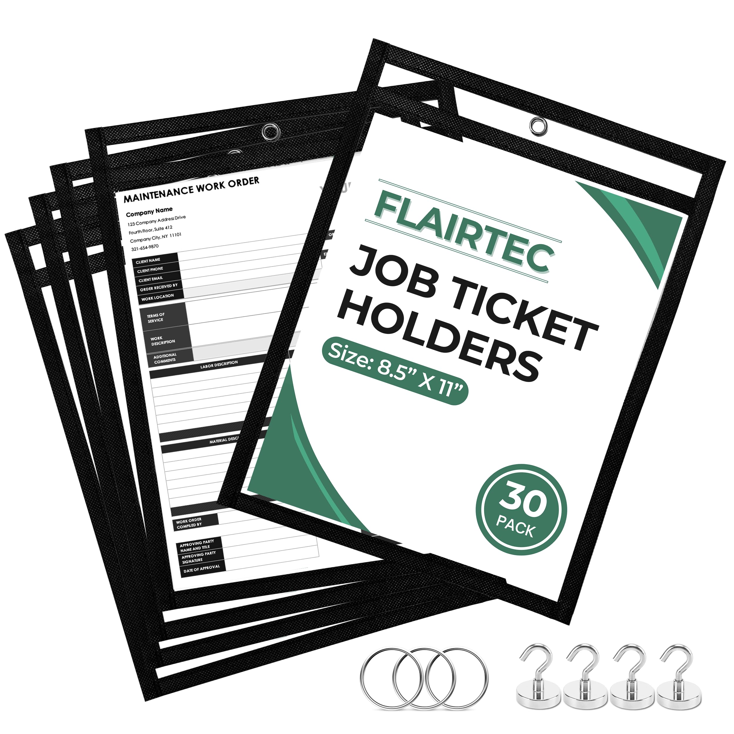 FlairTek Paquete de 30 soportes para tickets de trabajo