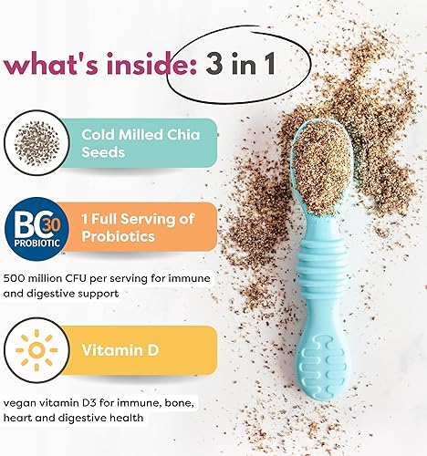 Miniatura 2 de Tiny Sprouts Foods Potenciadores orgánicos de supersemillas semillas de chía cultivadas orgánicas con vitamina D + probióticos. Molidas en frío de