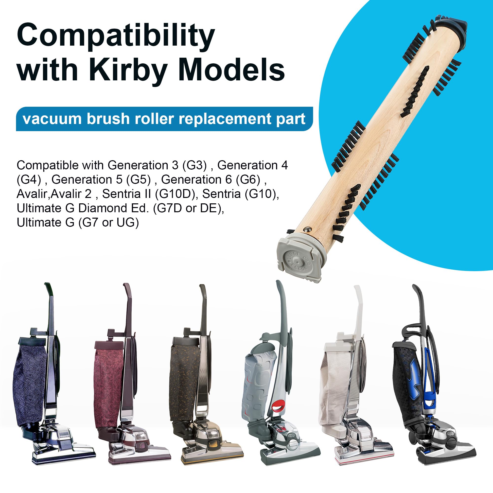 Rollo de cepillo para aspiradora compatible con aspiradora Kirby G3/G4/G5/G6/Sentria, Ultimate G, accesorios de aspiradora, piezas de repuesto, rodillo de cepillo de repuesto para limpieza de