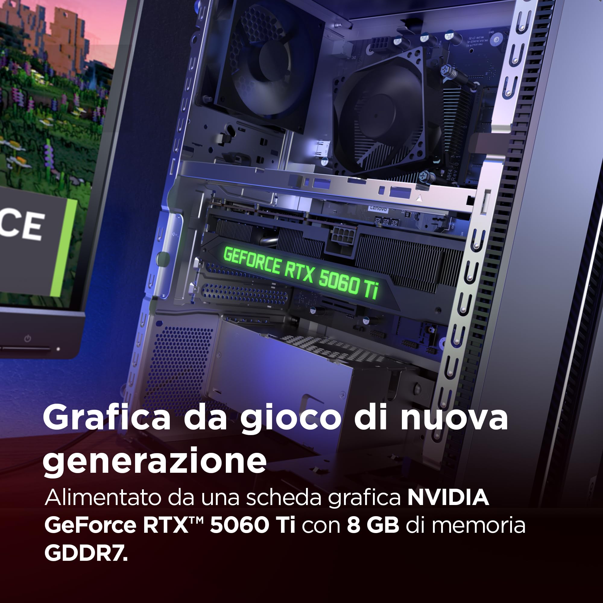 Lenovo LOQ 17IAX10 Desktop Computer, Intel Core Ultra 7 255HX, RAM 16GB, SSD 1TB, NVIDIA GeForce RTX 5060 Ti 8GB GDDR7, Windows 11 Home - Luna Grigio + Raven Nero