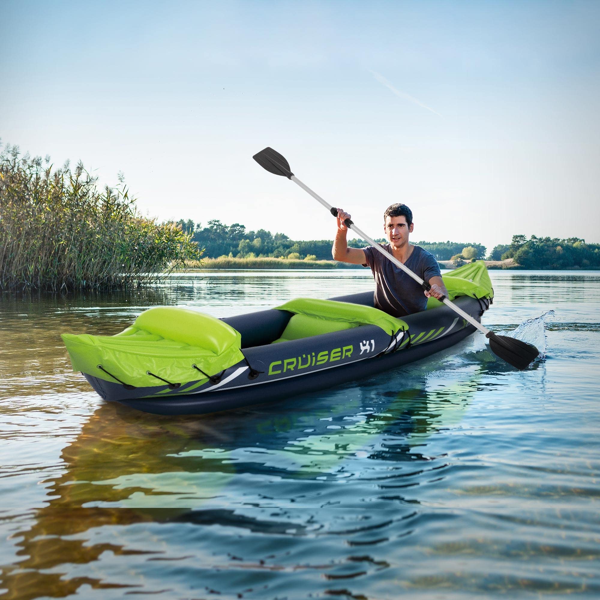 ECD Germany Bateau Pneumatique Cruiser 2.0 / Cruiser 3.0 / Kayak Gonflable Cruiser X1, pour 2 Personnes, Bateau à Rames Canoë, Différents Modèles à Choisir