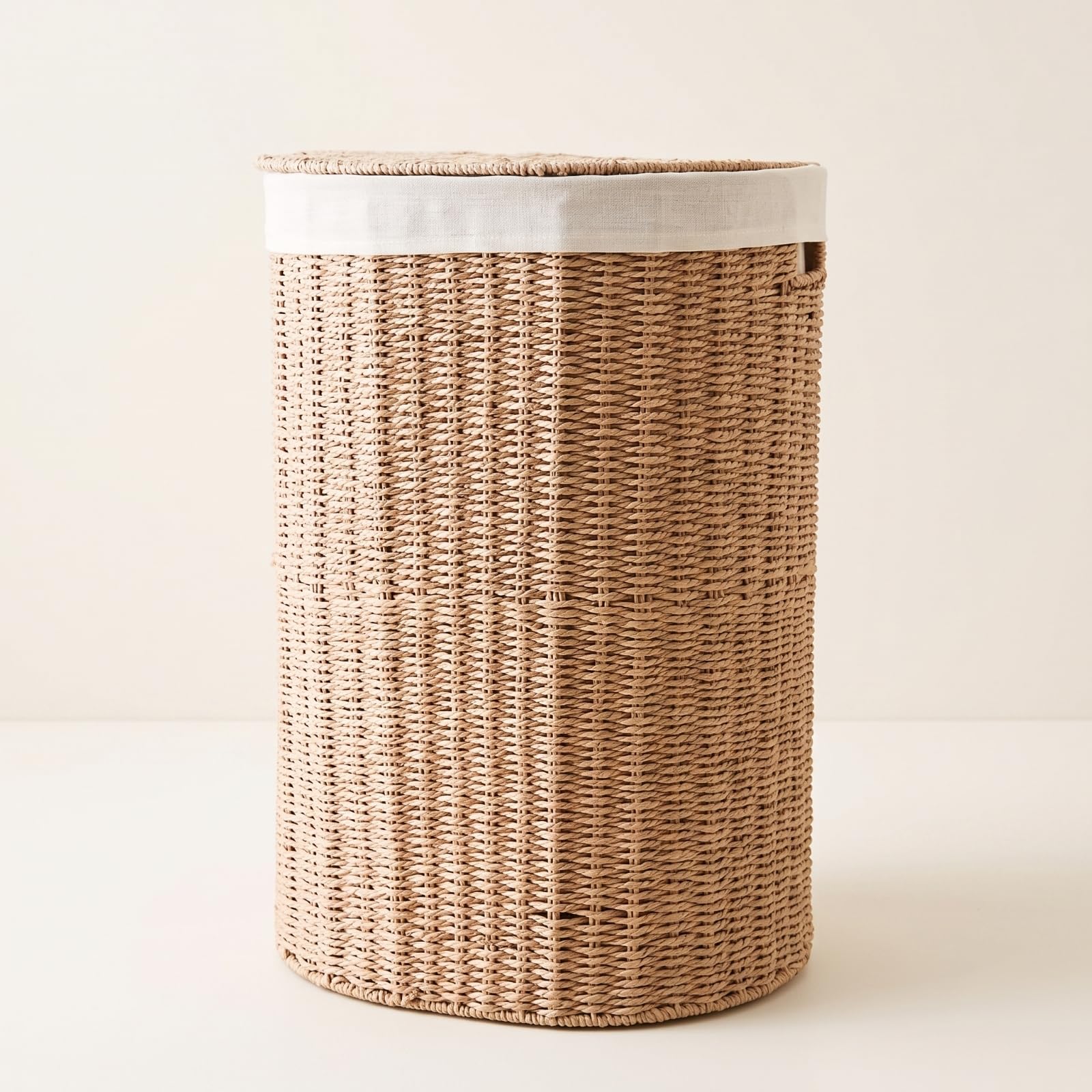 Baoblaze Cesto de Ropa Sucia Cesta de Almacenamiento con Tapa Organizador Tejido a Mano de Cuerda de Papel con Forma Cilíndrica y Tapa Plana Adecuado para Dormitorio Baño Armario