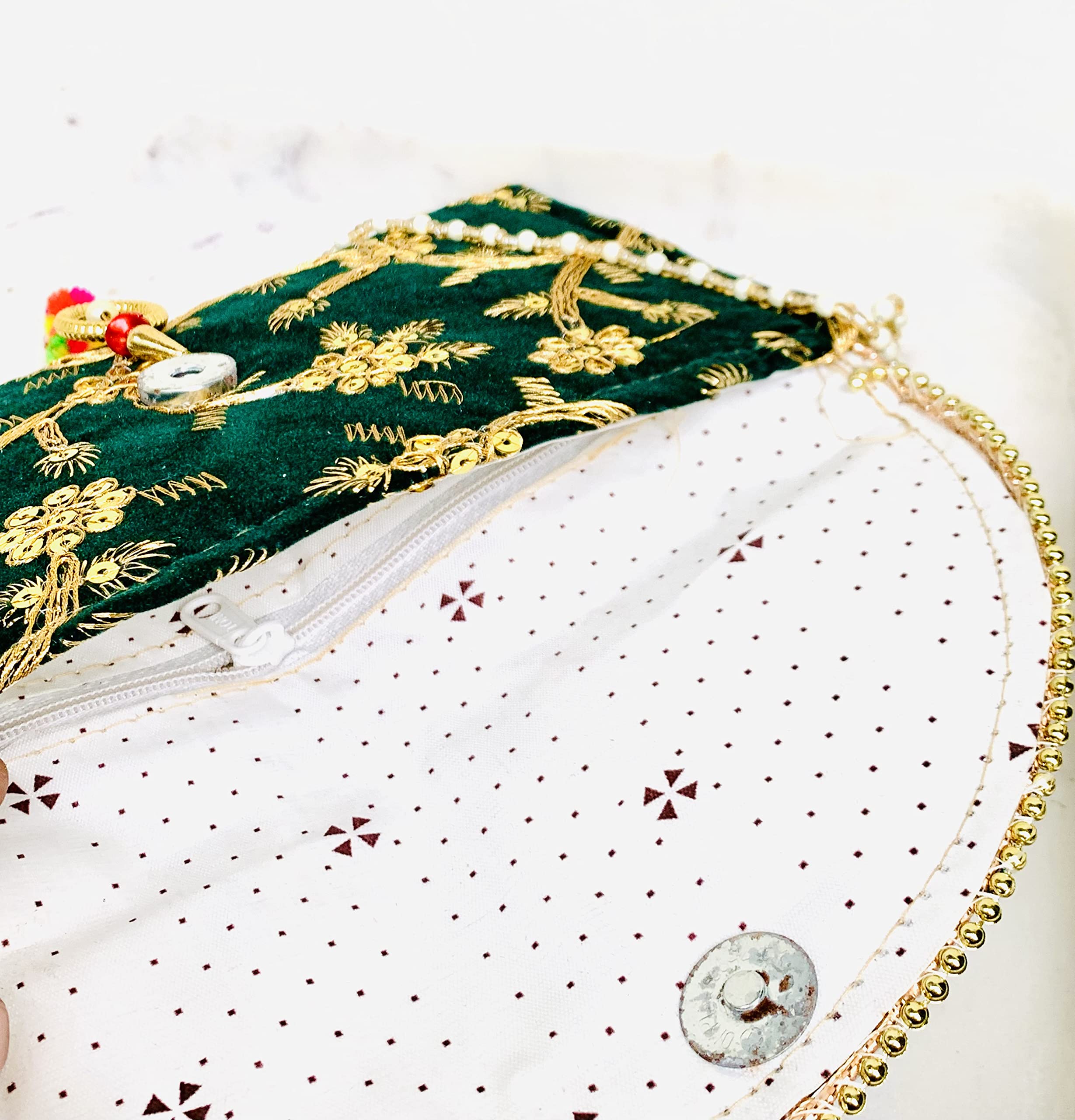 RDK SON'S Women's Embroidered Clutch Purse Bag, Indian Wedding Gift, Bridesmaid Gifts, Wedding Favors, Mehndi Favors, Return Gift (Beige) 3