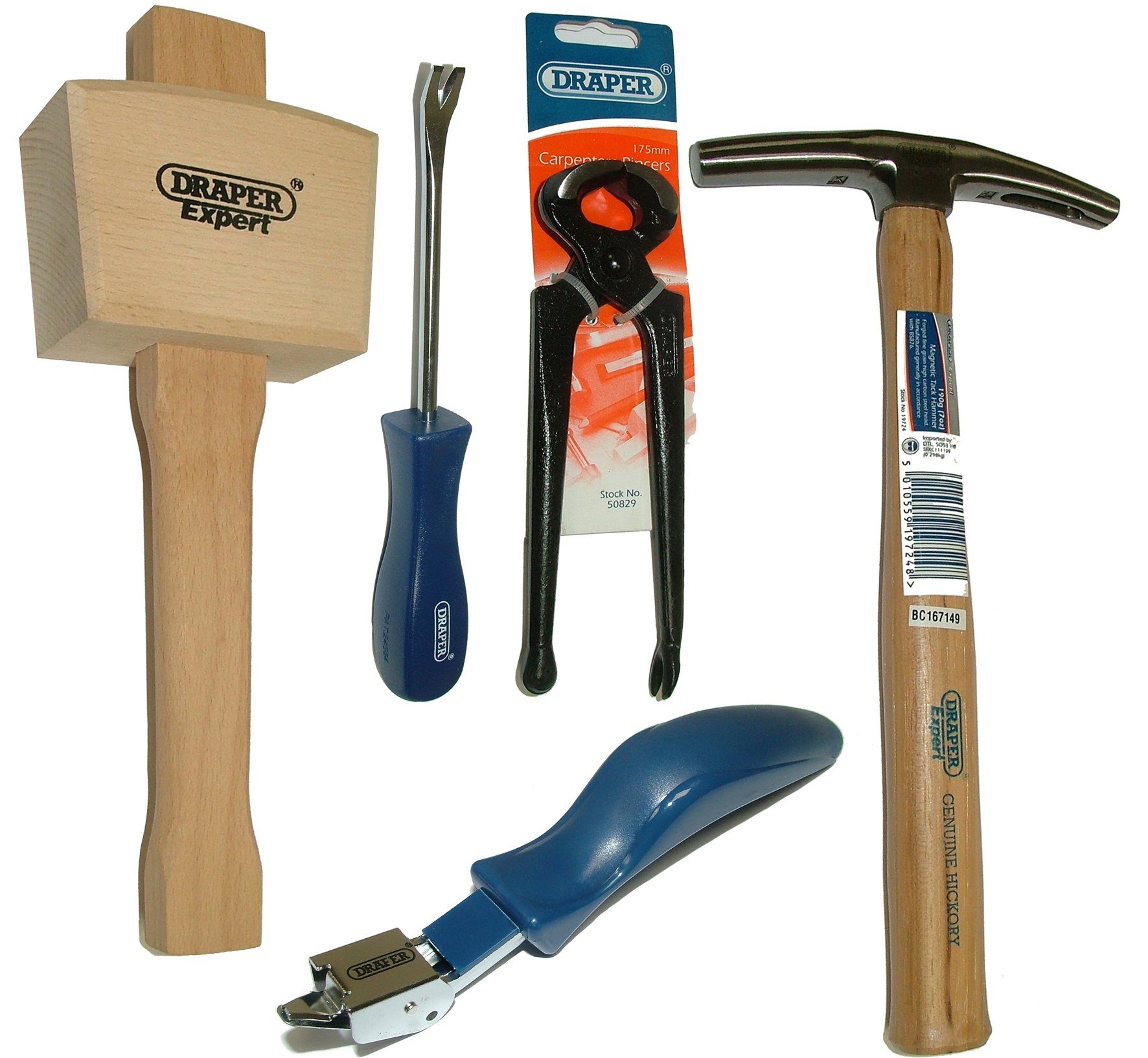 Draper Tack Lifter, Staple Lifter, Mallet, Pincers + 7oz Hammer Upholstery Kit โ image 1