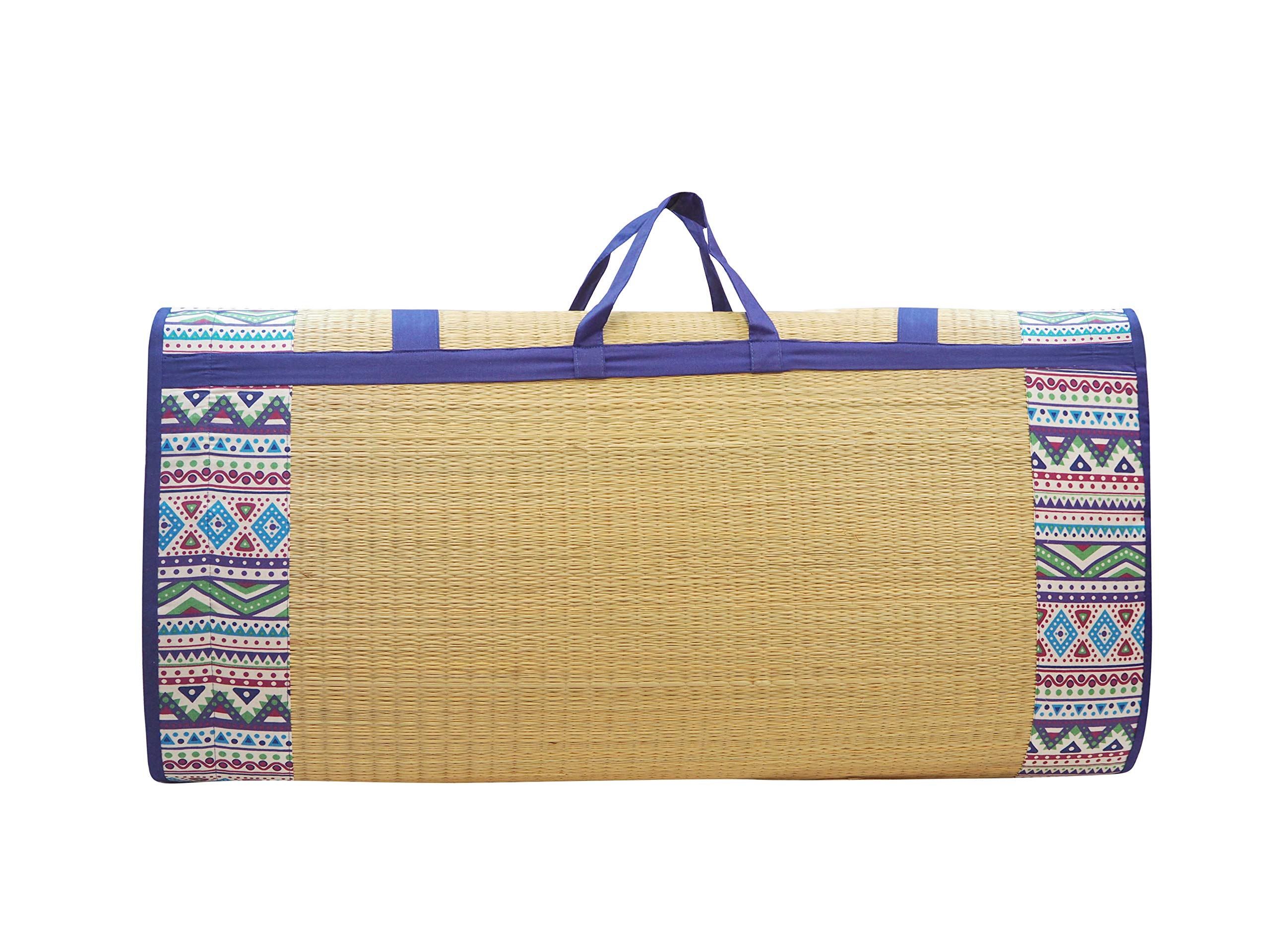 Home Tex Life Kora Grass Cushion Sleep Healthy, Easy Portable and Folding Mat (Africana,6.5 X 6.5 Ft,20 Mm Thickness)