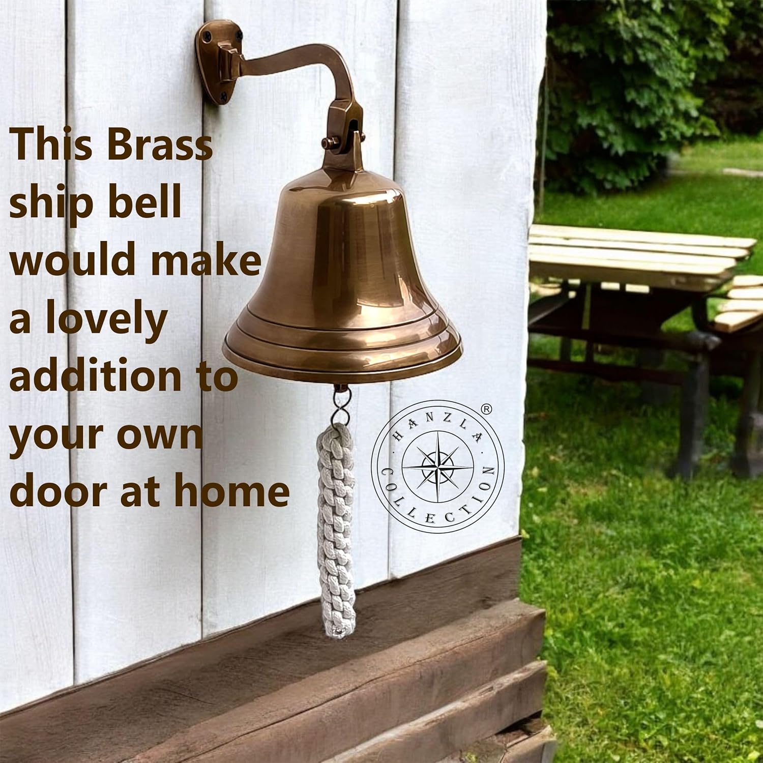 7" Height Antique Brass Bell Wall Mount Marine Hanging Ships Bell Nautical Home Decor