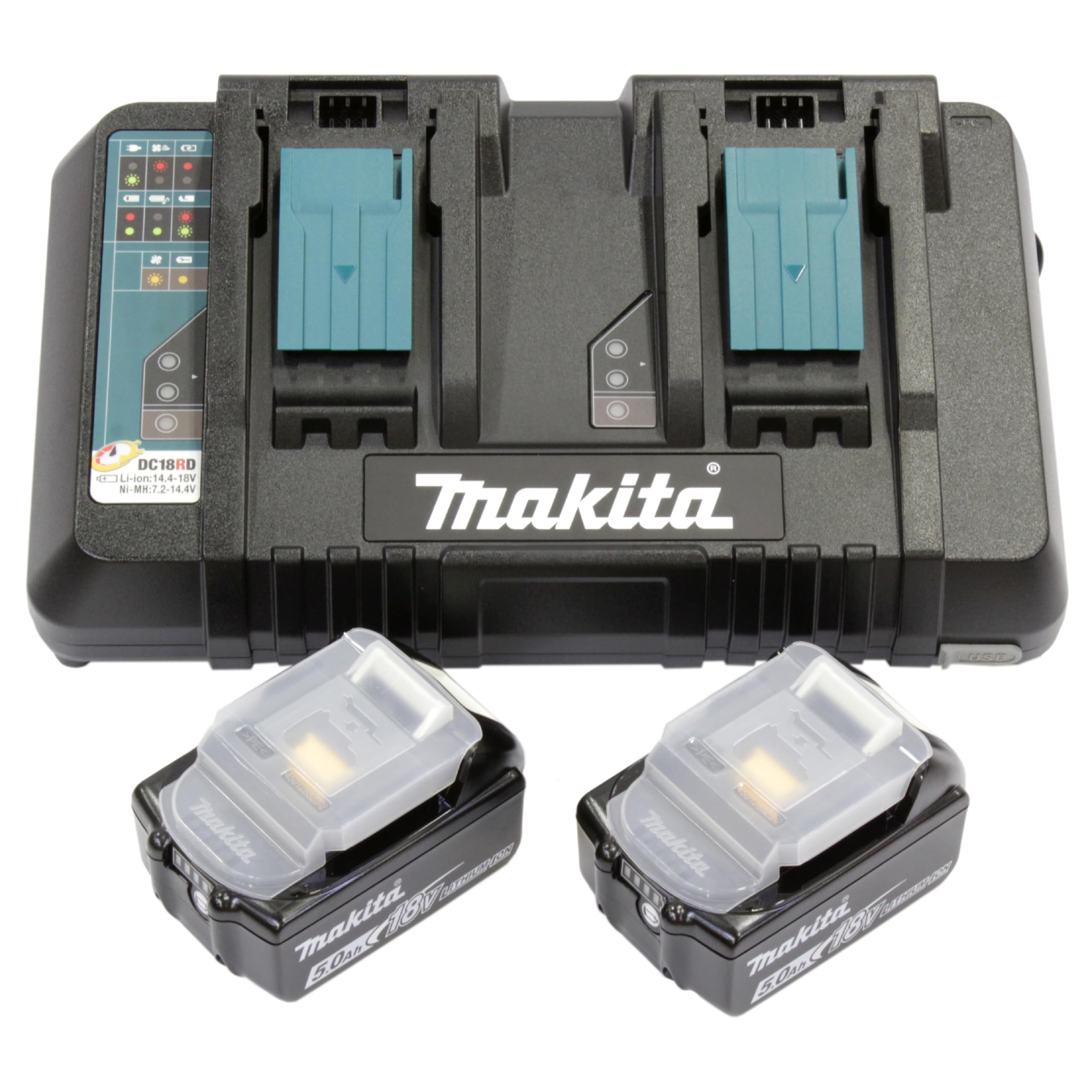 MAKITA 199482-2 CARGABLE JUEGO DE CARGADOR Y BATERÍAS, Aluminium