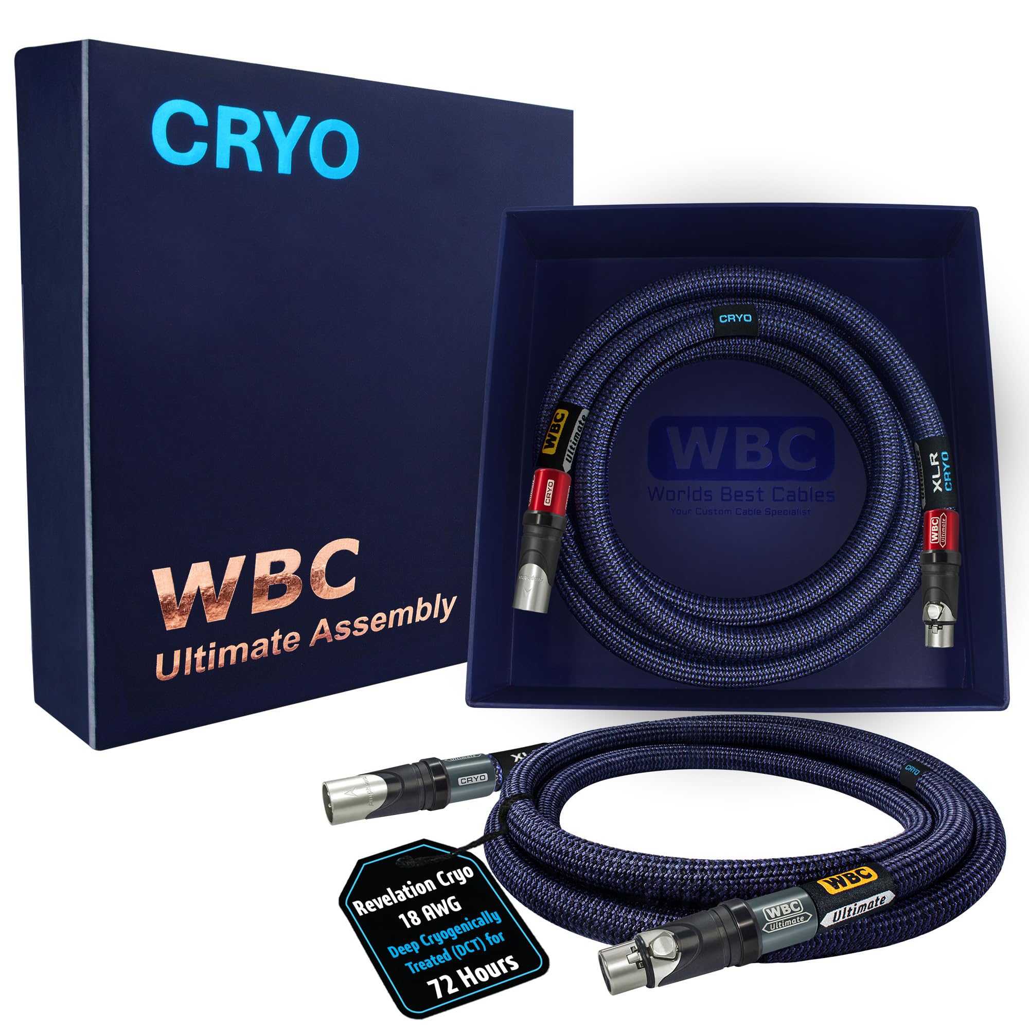 WORLDS BEST CABLES Revelation CRYO - 18 AWG - OFC ultra puro - Capacitancia ultra baja (6.8 pF/ft) - Cable XLR para audiófilo premium [tratamiento criogénico de 72 horas]