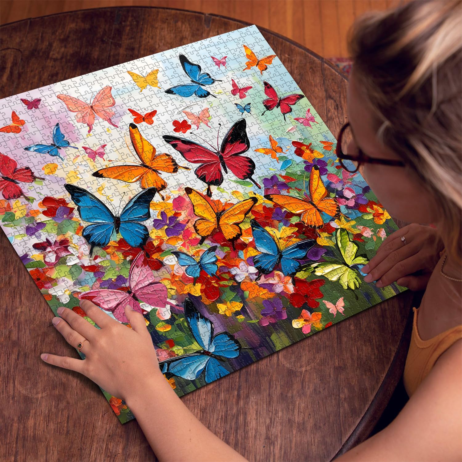 Butterfly Puzzles for Adults - 1000 Pieces, Colorful Flower Art