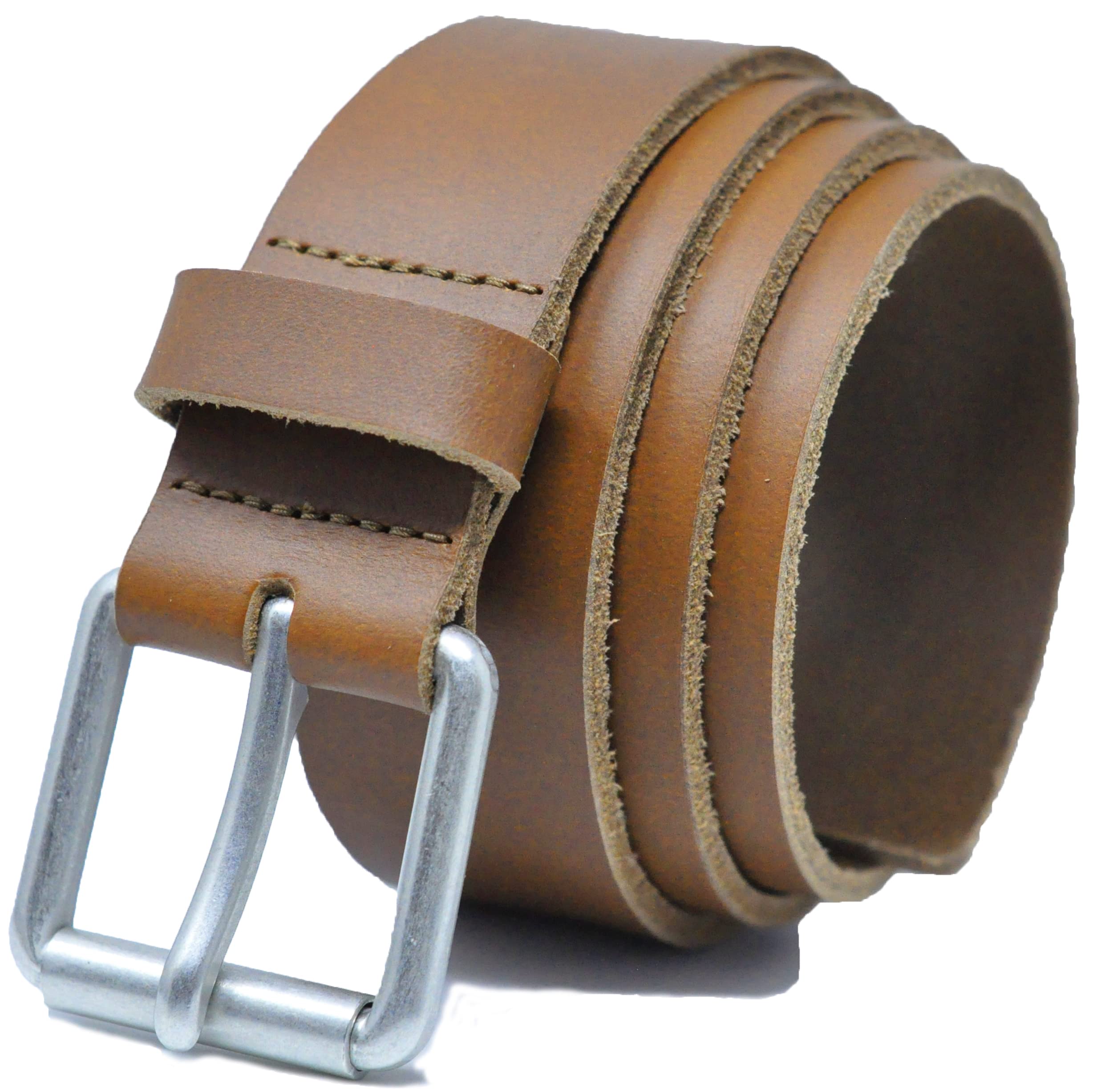 Ashford Ridge 38mm Full Grain Leather Roller Buckle Belt - Tan - Medium