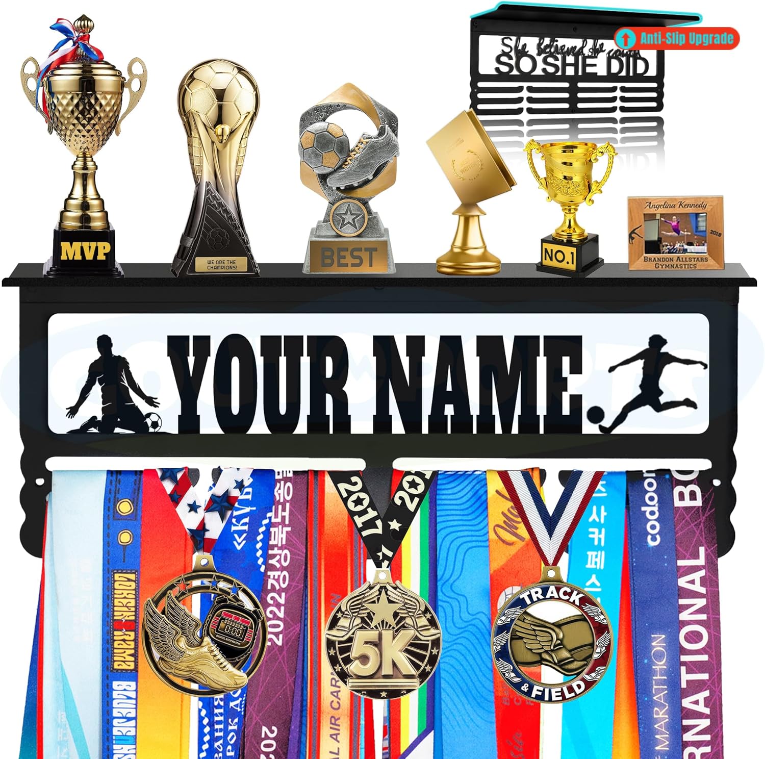 Personalized Medal Display Rack - Custom Metal Medal Hanger for Awards and Trophies | Holds Over 70+ Medals | Easy Install for Sports and Achievement Recognition