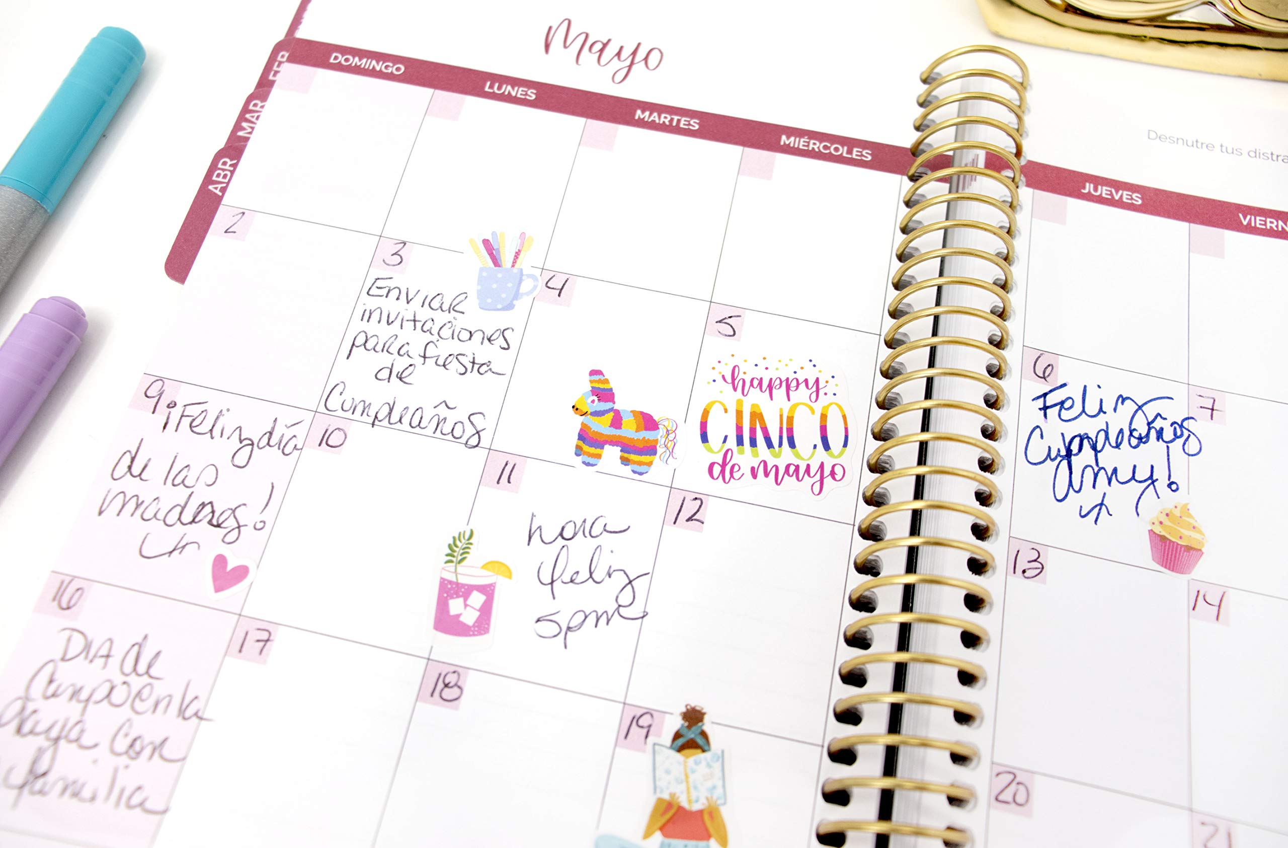 bloom daily planners UNDATED Spanish Calendar Year Day Planner - Passion/Goal Organizer - Monthly/Weekly Agenda Book with Tabs (January to December) - 6" x 8.25" - Folky Floral - Image 9