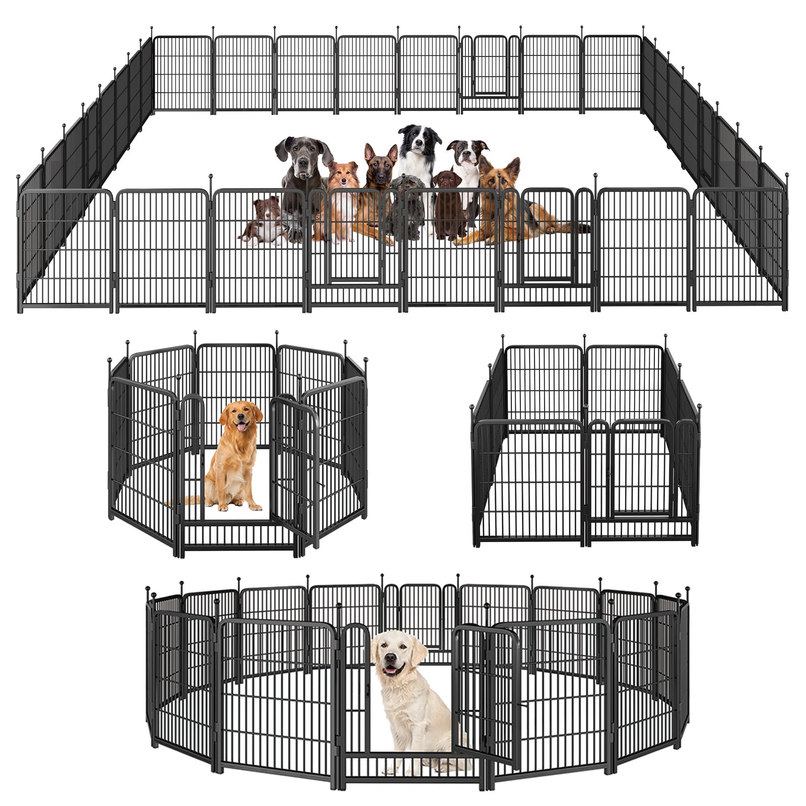 Dog Playpen,Portable Outdoor Dog Fence, Dog Playpen for Large/Medium/Small Dogs, Dog Fences for the Yard,with Doors Foldable Metal (40 inch, 32 Panels)