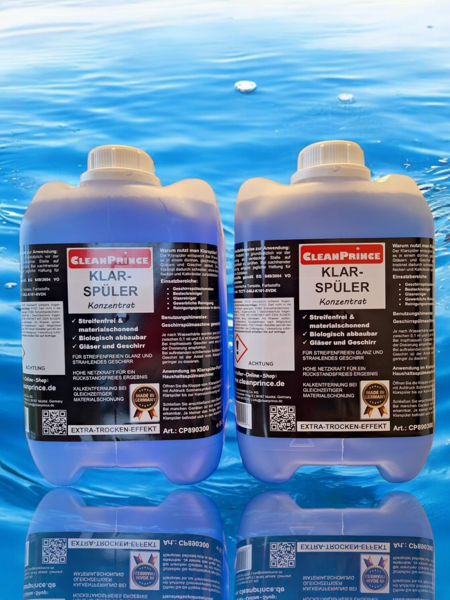 CleanPrince Abrillantador concentrado 10 litros azul líquido | Lavavajillas vajilla cubiertos