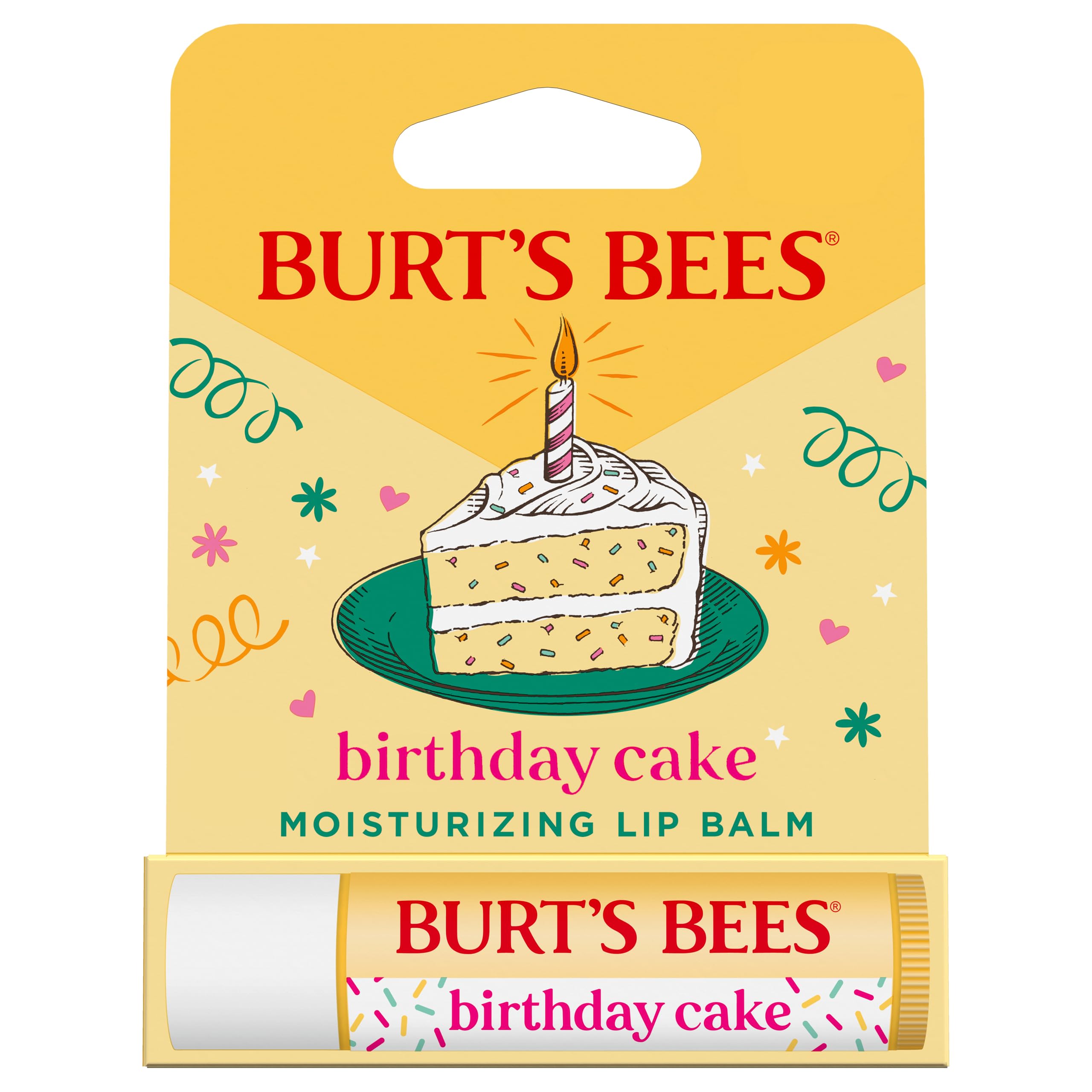 Burt's Bees Birthday Cake Lip Balm, Tint-Free, Natural Origin Lip Care, 1 Tube, 0.15 oz.