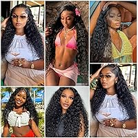 Vista 7 de Aomllute 13x4 Pelucas de encaje frontal de onda profunda de cabello humano, pre-sacada, densidad de 200, pelucas de encaje frontal transparente HD