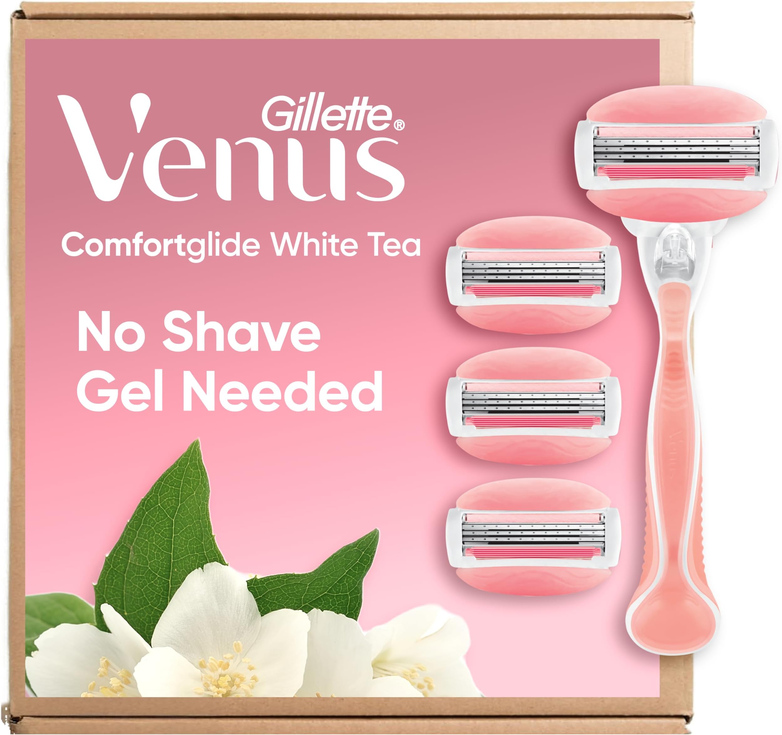 ComfortGlide White Tea Women's Razor 1 Handle + 4 Blade Refills