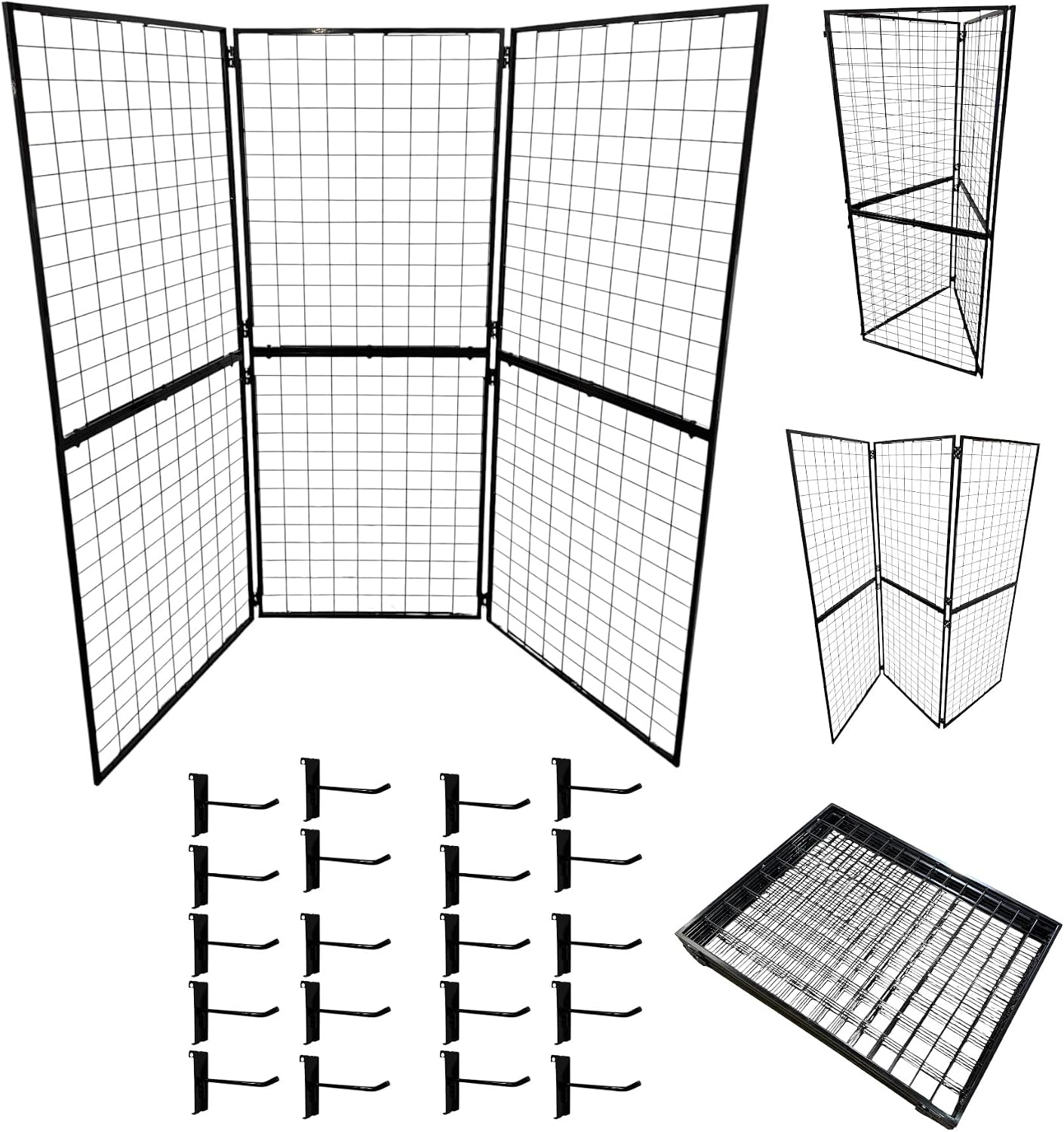 Only Hangers Heavy Duty Foldable Gridwall Display - Versatile 2' x 5' Gridwall Panels with 20 Hooks for Art, Craft, and Trade Shows