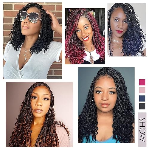 Vista 342 de Goddess Box Braids Crochet Hair With Curly Ends 18 Inch Bohomian Box Braids Crochet Braids 8 Packs 3X Crochet Braids Synthetic Braiding Hair 1B-4-30