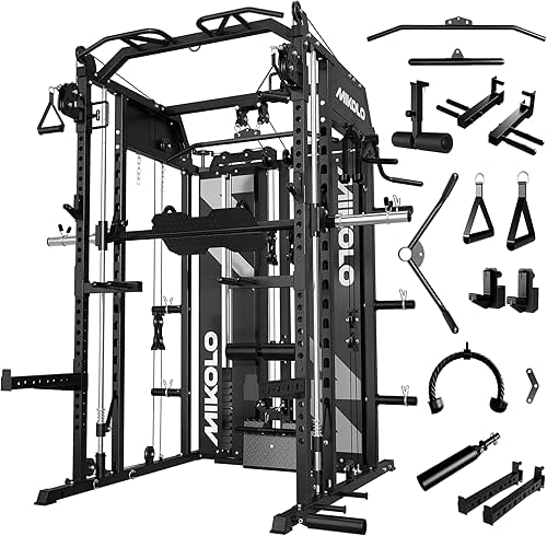 Mikolo Smith Machine with Weight Stack, Power Cage Home Gym