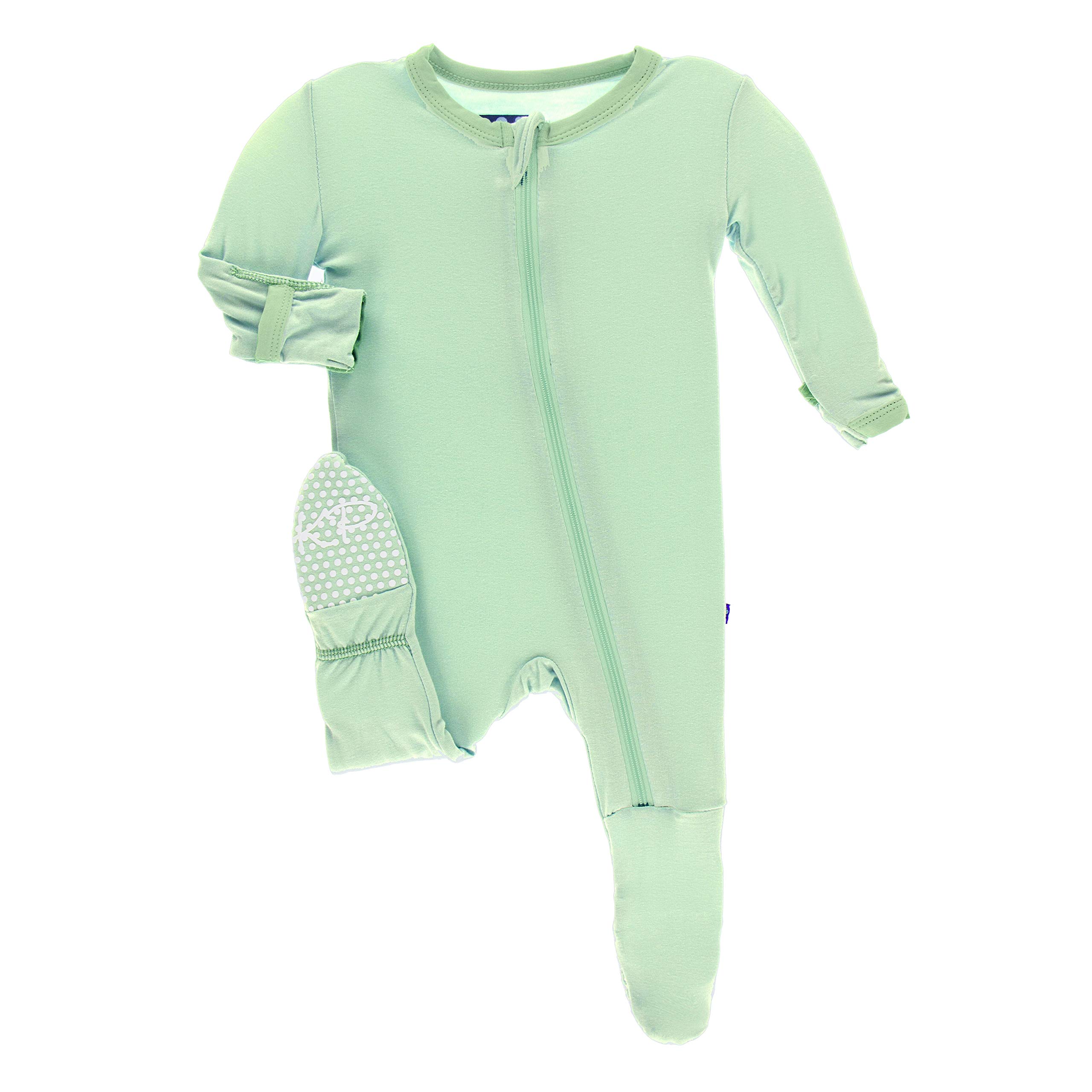 KicKee Pants Solid Footie with Zipper (Pistachio - 9-12 Months)