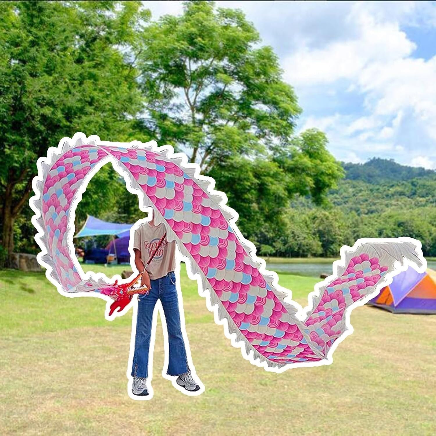 TFG - Ttfd Dancing Dragon Pink Dancing Dragon Belt for Outdoor Fitness Dancing Dragon, Dancing Dragon Game Fitness(2 m (6.6 ft))