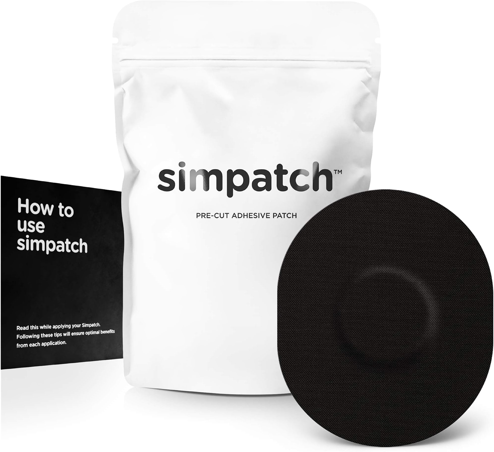 SIMPATCH Universal Adhesive Patch (25-Pack) - Waterproof Adhesive, CGM Patches (Black)