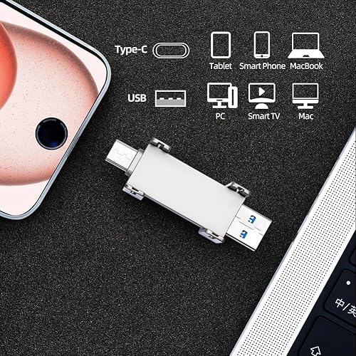 Miniatura 7 de Unidad USB de 128 GB SSD externo, USB 3.2 Gen 2 A+C Dual Port Portable SSD, hasta 550 MBs para almacenamiento de datos, disco duro externo de estado