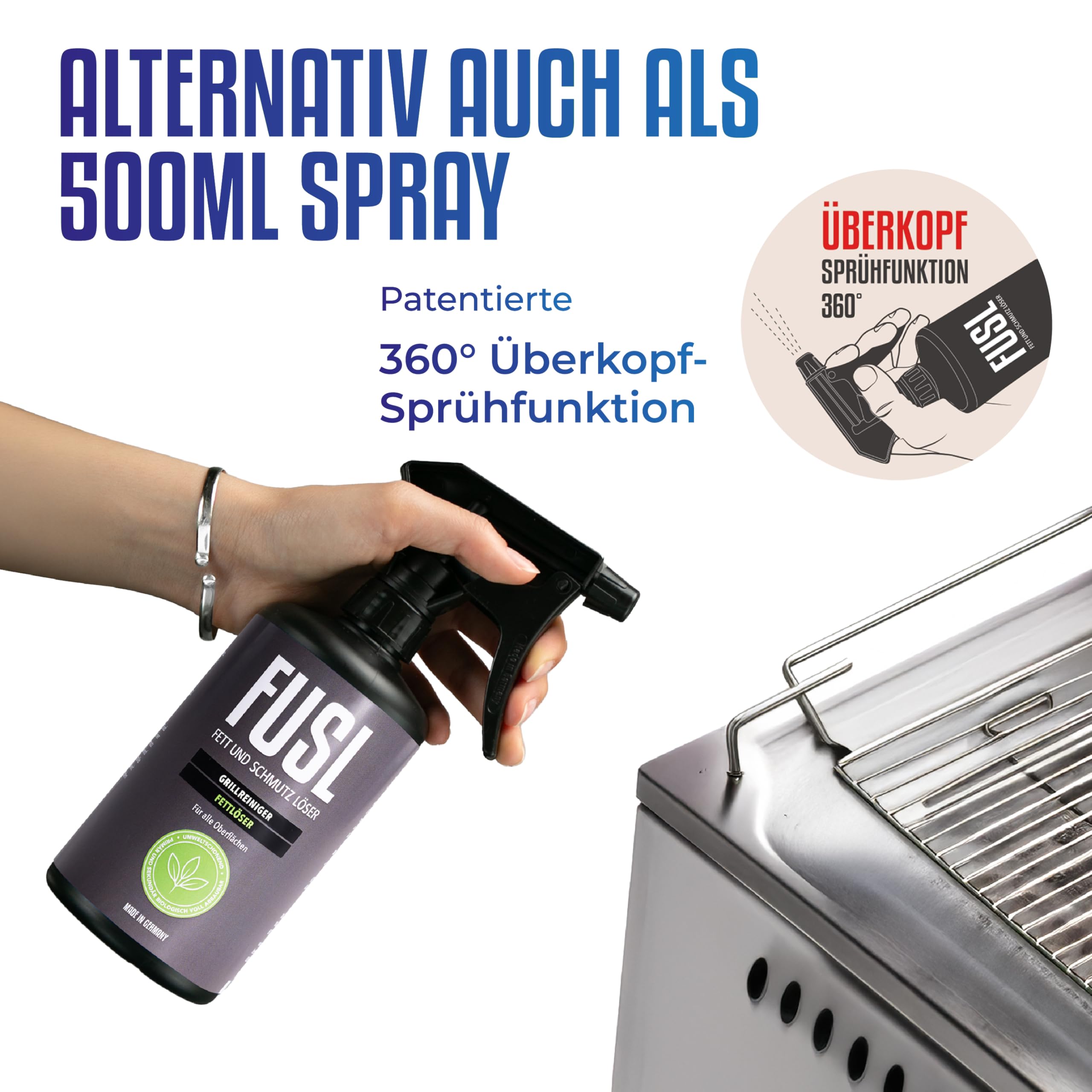 Set-Angebot: FOAMSTER-Schaumkanone Plus 1 Liter Fettlöser, Grill- und Backofenreiniger, Materialschonend und Hautverträglich, Bio-Abbaubar