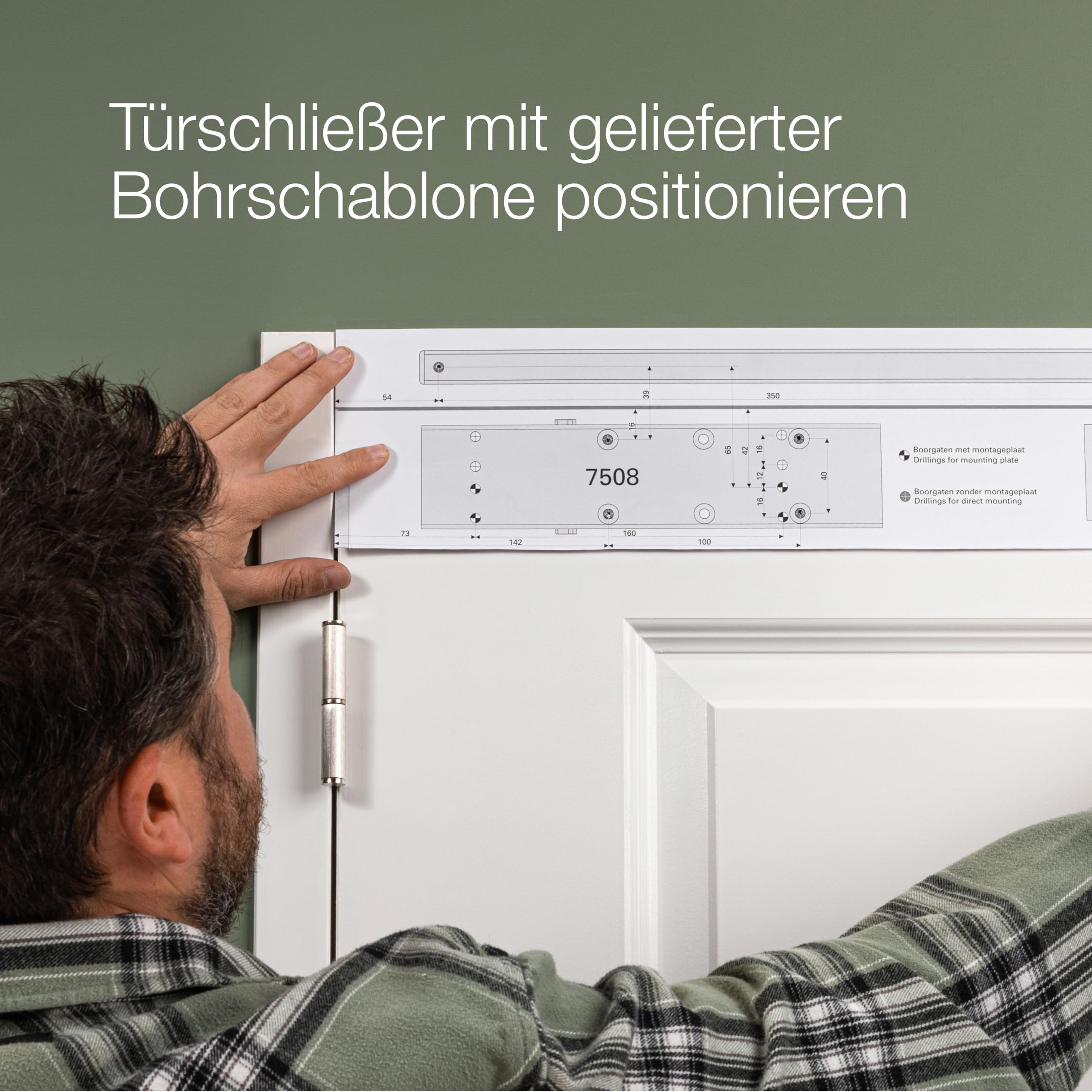 AXA Automatischer Türschließer - 7508 - Türfeder - Bis 60 kg- Einstellbare Schließgeschwindigkeit und Endschlag - Grau