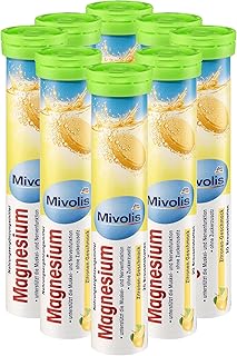 Mivolis Magnesium effervescent Tablets - Dietary Supplements 8 Tubes x 20 pcs | Germany
